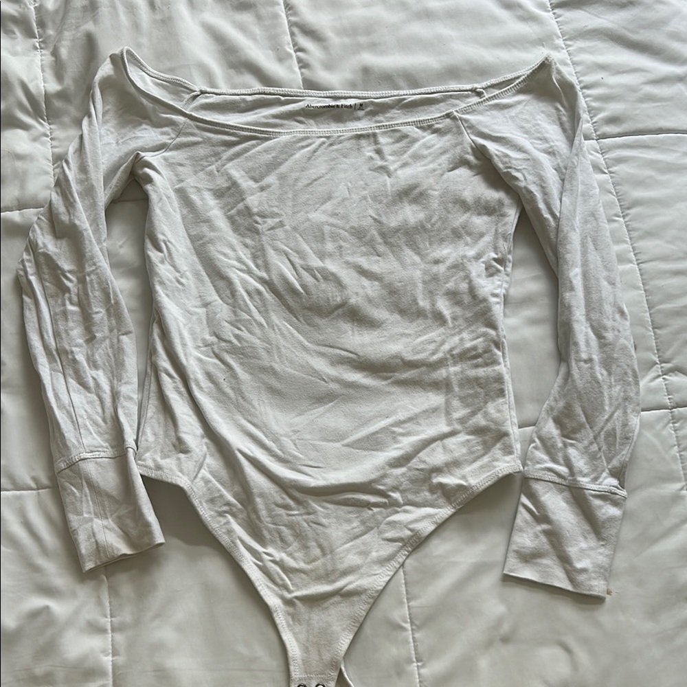 Abercrombie & Fitch White Long Sleeve Bodysuit